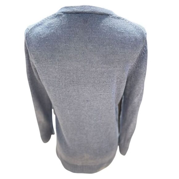 Talbot's Slate Blue Linen Sweater Size Medium Quiet Luxury Capsule Career - Picture 6 of 6